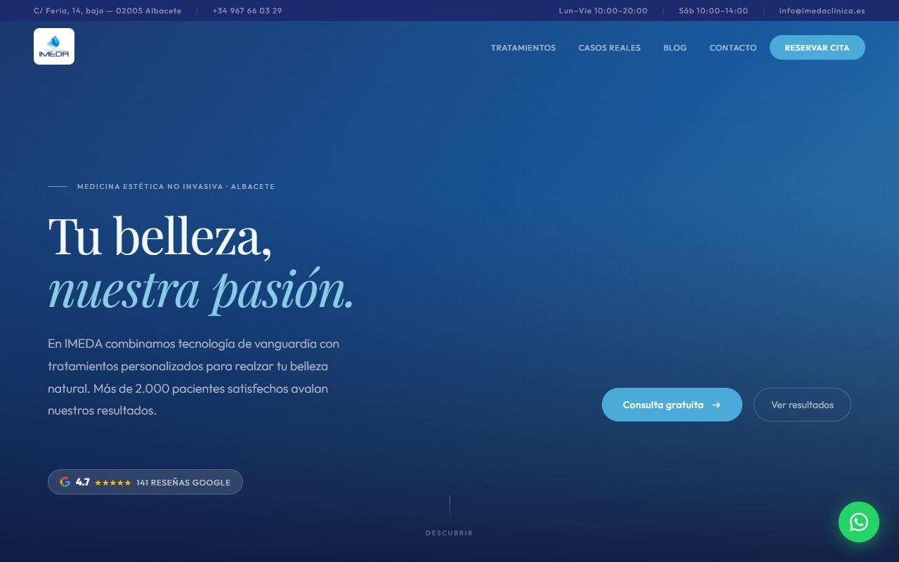 IMEDA Clínica Estética website preview