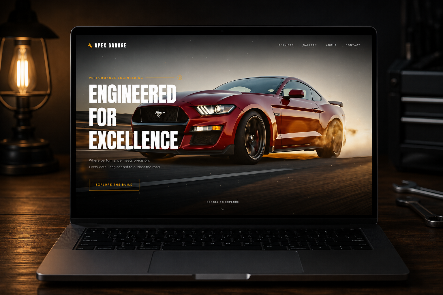 Engineered for Excellence — laptop mockup