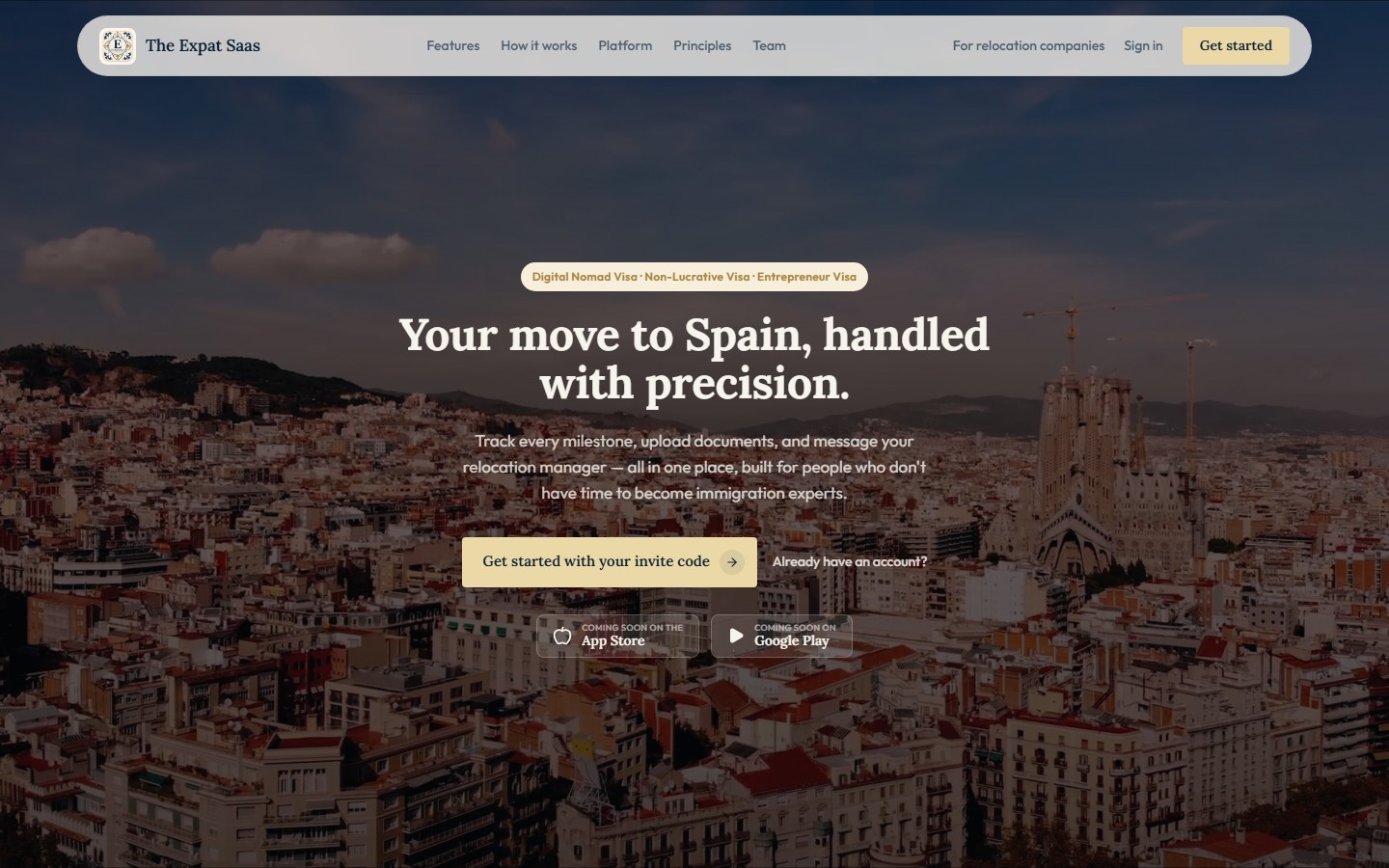 The Expat Saas — hero section