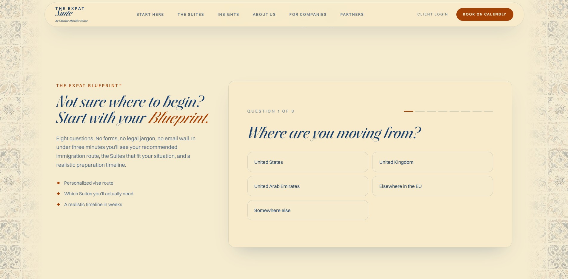 The Expat Suite — mid-page section